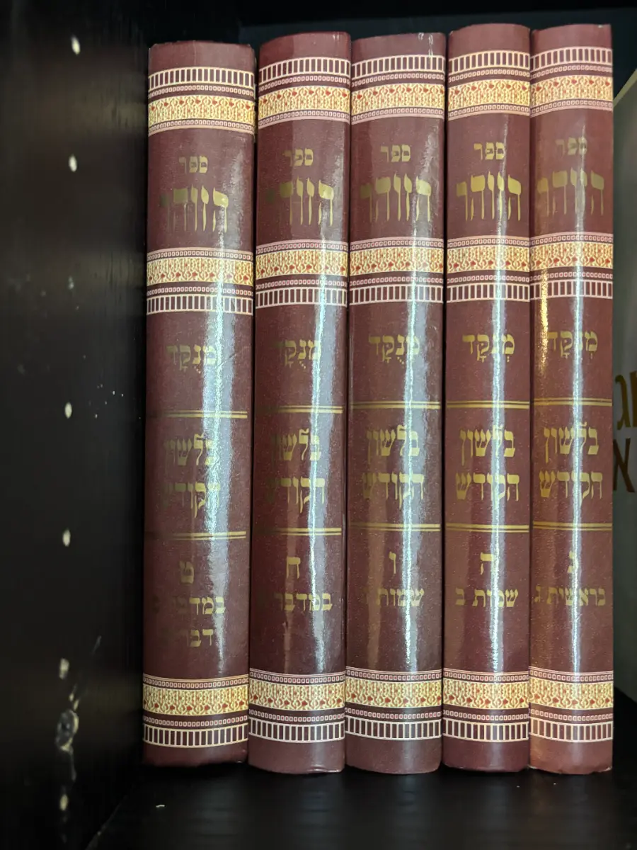 Yarid HaSfarim Sefer HaZohar Menukad BeLashon HaKodesh (5 Volumes)